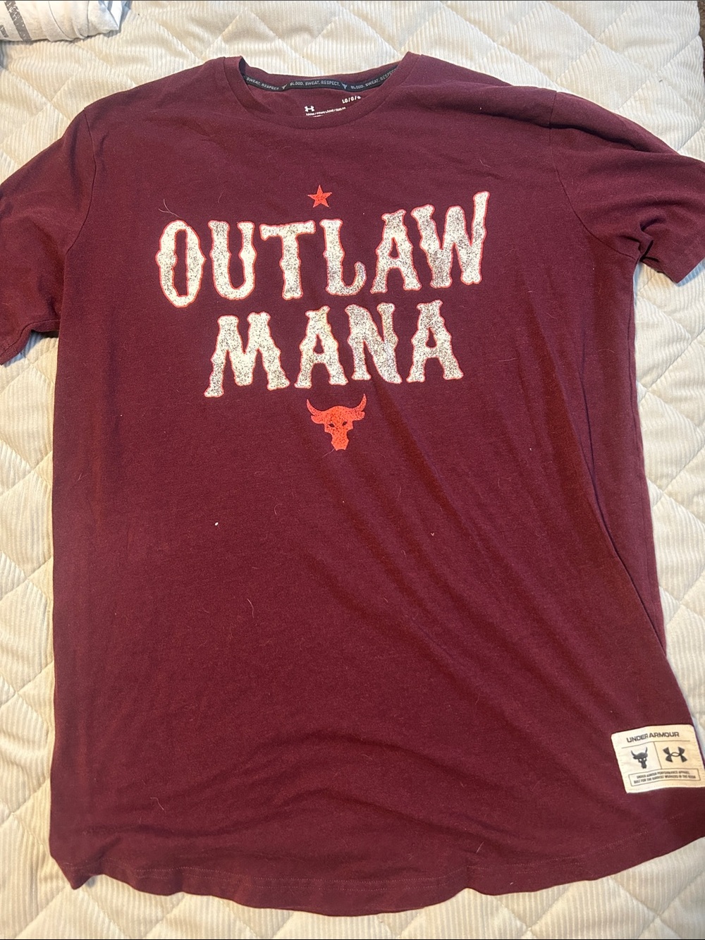 Under Armour Maroon "OUTLAW MAMA" Short Sleeve Tee